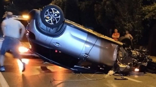 Beykoz’da takla atan otomobilin sürücüsü yaralandı